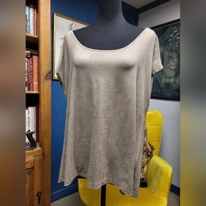 Faux Suede Lace Up Back Blouse No Tags Size XL